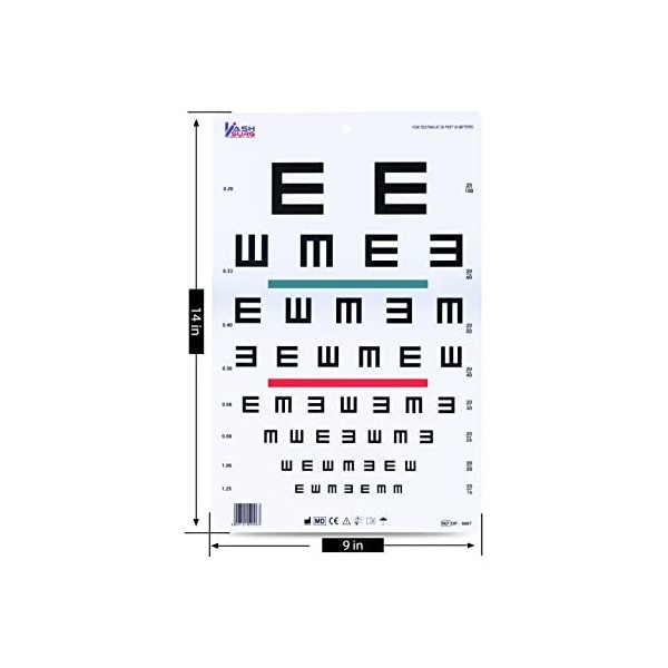 Illiterate Landolt"E" Eye Chart avec lignes rouges et vertes 6 m