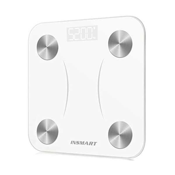 INSMART Pèse-personne numérique avec application - Balance Bluetooth pour graisse corporelle, IMC - Poids du pouls, masse mus