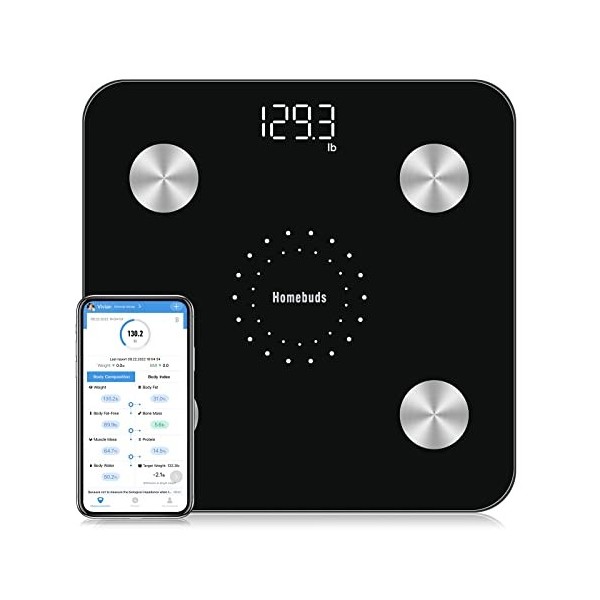 Homebuds Balance Pese Personne, Balance Connectée Bluetooth Pèse Personne Impédancemètre Depuis 2001, Balance Impedancemetre 