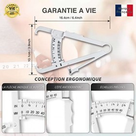 CZ STORE®-Adipomètre-✮✮GARANTIE A VIE✮✮-Pince mesure graisse corporel et taux de masse grasse-✮OFFERT:PDF Guide dutilisation
