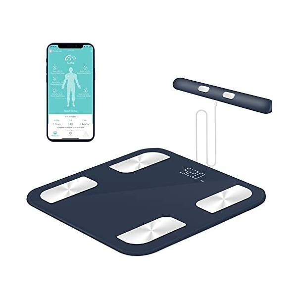 Balance Connectée Pèse Personne Impédancemètre Balance Digitale avec 8 Electrodes, Haute Précision, Composition Corporelle Co