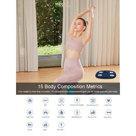 Pèse Personne Impédancemètre, Balance Connectée Bluetooth, Pèse-Personne avec 15 Données Corporelles y compris Fréquence Card