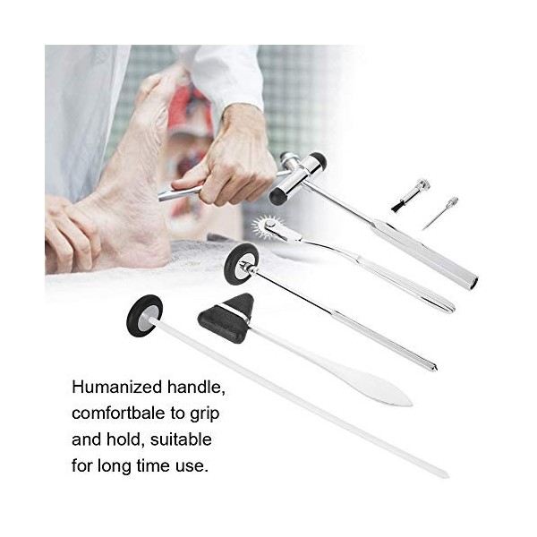 Lot de 5 fourches daccordage, kit de neurologie marteau neurologique réflexe neurologique avec tête triangulaire pointue en 