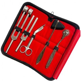 Innotech Jeu de 5 outils de diagnostic réflexe et neurologie avec roue nerveuse, marteau à réflexe, ciseaux à bandages et fou