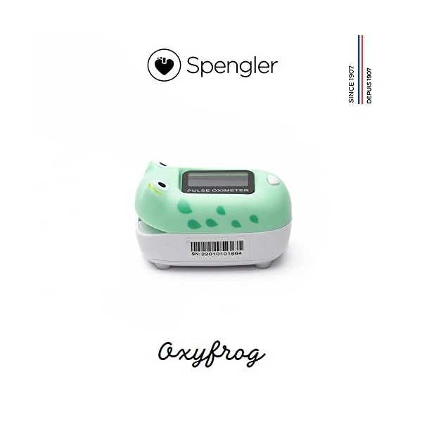 SPENGLER Oxyfrog, Oxymètre de Pouls Digital Portable Pédiatrique, Dispositif Médical pour Mesure du Taux d’Oxygène, Facile à 