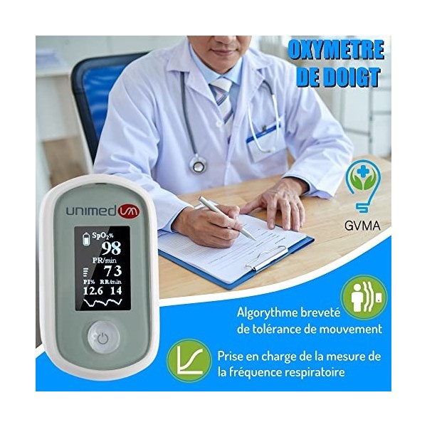 Oxymètre de Doigt Professionnel, Oxymètre de Pouls Electronique Numérique avec Moniteur de Fréquence Cardiaque, Ecran OLED,LE