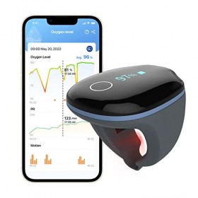 Oxymètre de Pouls pour Enregistrement Nuit, Saturometre Oxymetre Professionnel avec Bluetooth, O2 Ring Oxymetre de Doigt Suiv