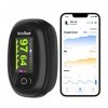 Oxymètre de Doigt avec Bluetooth & App, Oxymètre de Pouls Électronique Numérique avec Moniteur de Fréquence Cardiaque Saturom