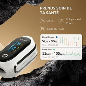 Bluetooth Oxymètre de Doigt Professionnel, Oxymètre de Pouls Rechargeable avec Stockage hors-ligne, Moniteur de Saturation en