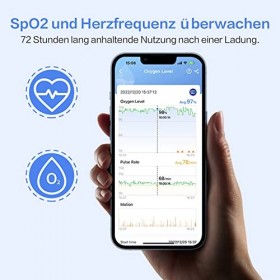 ViATOM Oxymètre de Pouls Bluetooth au Poignet, 72 heures dautonomie de la Batterie, Surveillance Continue de loxygène Sangu