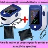 Lot de deux Oxymetres de doigt professionnel/écran à LED/saturometre de pouls/moniteur de fréquence cardiaque électronique/sa