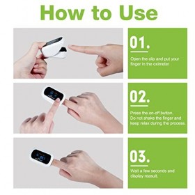 Easy@Home Oxymètre de pouls au bout du doigt SpO2 Saturation en oxygène du sang et moniteur de fréquence cardiaque Testeur nu