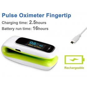 Moniteur doxygène rechargeable pour adultes - Oxymètre de pouls Bluetooth approuvé CE avec fréquence cardiaque et indice de 