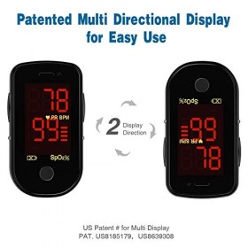 ChoiceMMed Home Use Fingertip Pulse Oximeter with Carrying Pouch ,Lanyard and 2 Batteries Black 