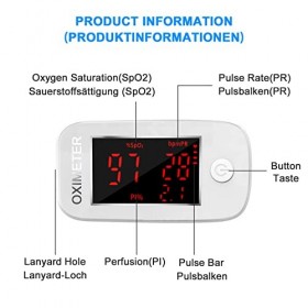 Oxymètre de Pouls, à Doigt Avec Affichage à LED Monitor Moniteur de Fréquence Cardiaque Pour la Maison et le Sport Monitor, O
