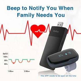 Moniteur doxygène à Distance ViATOM avec Liaison WiFi Surveillance Continue, fréquence Cardiaque SP-O2 Deux utilisateurs Soi