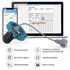 Moniteur de sommeil avec vibration, surveillance complète de la teneur en oxygène du sommeil, fréquence cardiaque avec Blueto