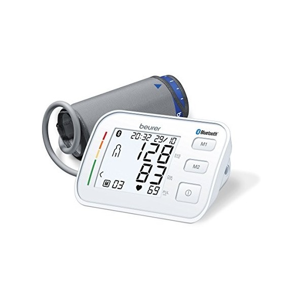 Beurer Tensiomètre à bras BM 57, tensiomètre numérique avec large brassard jusquà 43 cm & PO 30 - Oxymètre de pouls digital 