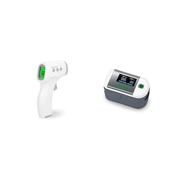 medisana TM A79 thermomètre infrarouge sans contact, thermomètre clinique & PM 100, oxymètre de pouls, mesure de la saturatio