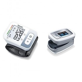 Beurer BC 28 Tensiomètre à Poignet & PO 30 - Oxymètre de pouls digital pour la mesure de la saturation en oxygène dans le san