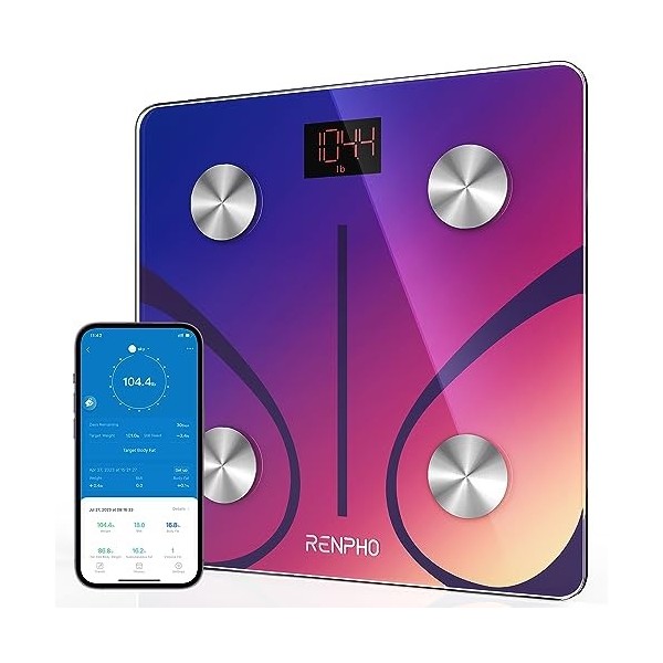 RENPHO Balance Pese Personne, Balance Connectée Bluetooth Pèse Personne Impédancemètre, Balance Impedancemetre avec 13 Donnée