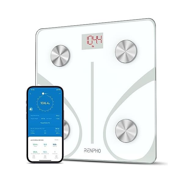 RENPHO Balance Pese Personne, Balance Connectée Bluetooth Pèse Personne Impédancemètre, Balance Impedancemetre avec 13 Donnée