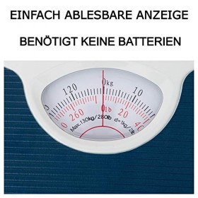 TronicXL Pèse-personne analogique - Jusquà 130 kg - Design rétro vintage - mécanique - Sans piles - Antidérapant - Pour pers