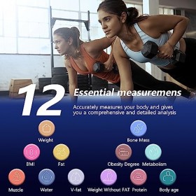 Balance Pese Personne, Balance Connectée Bluetooth Pèse Personne Impédancemètre, Balance Impedancemetre avec 12 Données Corpo
