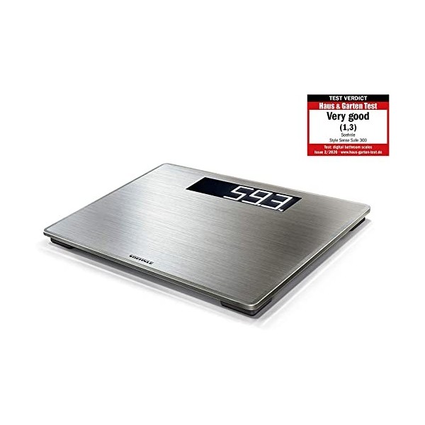Soehnle Style Sense Safe 300, balance électronique avec large écran LCD, Balance pèse personne supporte jusquà 180 kg, pèse 