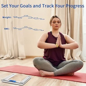 Vitafit 250kg Pèse-personne Électronique avec Poids et BMI, Balance Pese Personnes Connectée Bluetooth, 8mm En Verre Trempé a