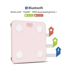 Balance Connectée, Pèse Personne Impédancemètre, Balance Bluetooth de Bains Impedancemetre avec 13 Données Corporelles BMI/M