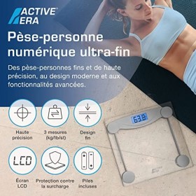Active Era Pèse-Personne électronique, Pese Personnes Balance Numérique, Design Ultra Fin avec Capteurs Haute Précision et Ve
