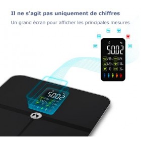 Balance connectée, pèse personne impédancemètre avec un grand écran LCD intégré, connexion bluetooth, Analyse de poids grâce 