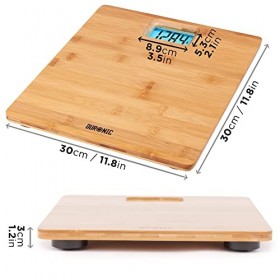 Duronic BS504 Balance Corporelle/Pèse Personne – Capacité élevée de 180 kg – Ecran LCD – Eco-responsable/Fabriqué en Bambou –