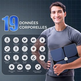 YOUNGDO Balance Connectée, ITO Pèse Personne Impédancemètre, Bluetooth Digital Balance avec 19 Données Corporelles