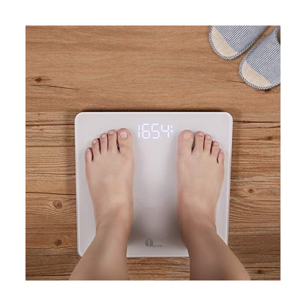 1byone Balance numérique de poids et de graisse corporelle, balance de salle de bain Bluetooth Track Key Body Compositions 40
