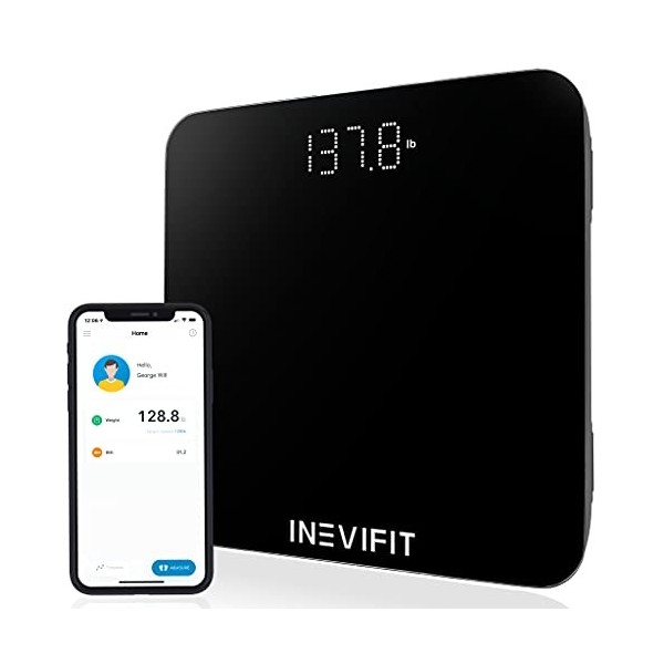 INEVIFIT Pèse-personne intelligent pour salle de bain, pèse-personne de salle de bain numérique Bluetooth hautement précis, m