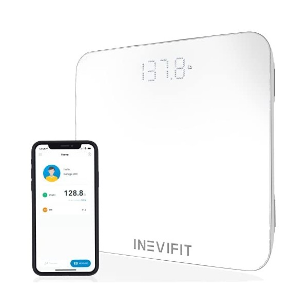 INEVIFIT Pèse-personne intelligent pour salle de bain, pèse-personne de salle de bain numérique Bluetooth hautement précis, m