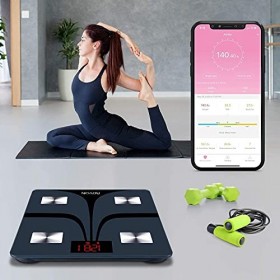ABYON Balance Pèse Personne, Balance Connectée Bluetooth avec 13 Données Corporelles, IMC, Masse Muscle, Graisse Corporelle, 