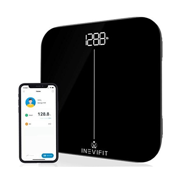 INEVIFIT Pèse-personne intelligent de qualité supérieure, pèse-personne numérique Bluetooth hautement précis, mesure avec pré