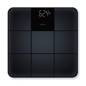 Beurer GS 235 Pèse-personne en verre, pèse-personne numérique avec écran Magic, surface antidérapante en aspect carrelage mat