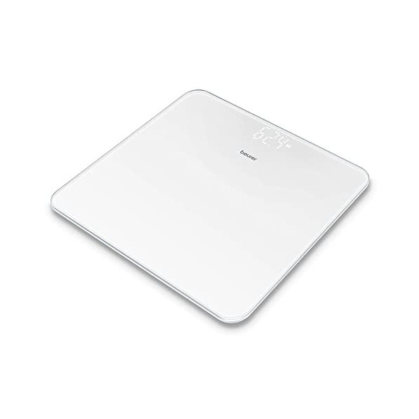 Beurer GS 235 Pèse-personne en verre, pèse-personne numérique avec écran Magic, surface antidérapante en aspect carrelage mat