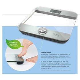 Caso 03416 Body Energy Ecostyle Pèse-personne design sans batterie avec surface en verre de qualité supérieure, jusquà 180 k
