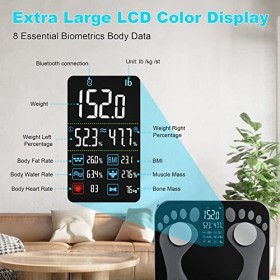 Balance Pese Personne, Connectée Bluetooth avec écran LED, Balances Numérique avec 16 mesures, App mobile, Impédancemètre poi