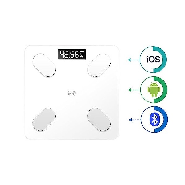 True Face Balance de salle de bain électronique numérique intelligente avec écran rétroéclairé - Balance de pesée de graisse 