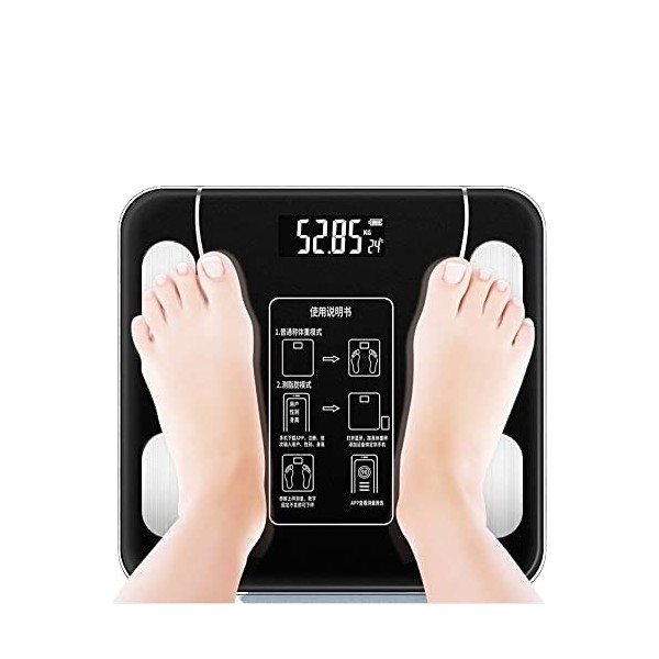 Balances de graisse corporelle Bluetooth, balances de bain numériques intelligentes pour analyseur de composition corporelle 