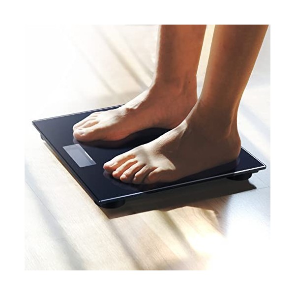 Relaxdays Pèse-Personne numérique, Balance en Verre, Charge Max. 180 kg, sallume/séteint automatiquement, kg/lbs, Noir