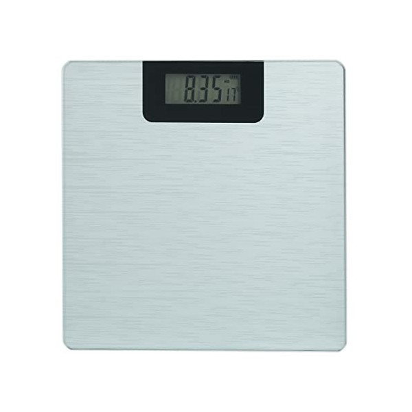 Relaxdays Pèse-Personne numérique, Charge Max. 180 kg, Verre, indique température & Niveau Batterie, kg & lbs, argenté