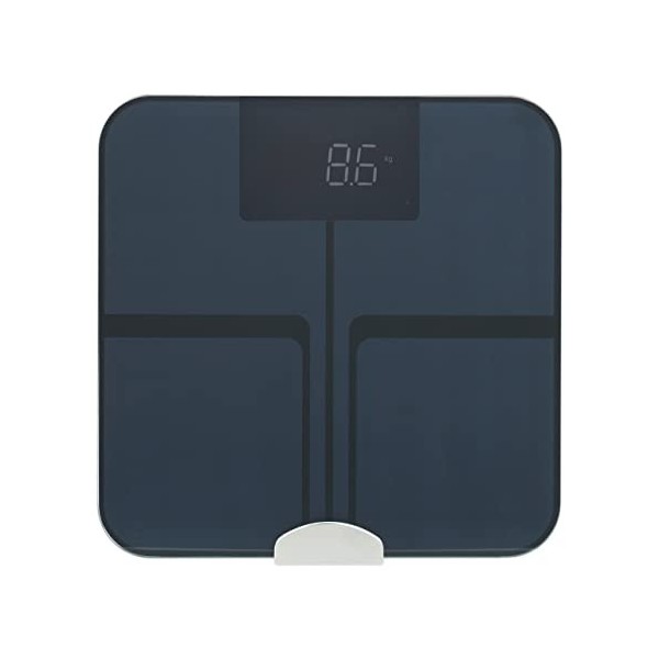 Relaxdays Pèse-Personne numérique, Balance, Verre, Charge 180 kg, sallume/séteint automatiquement, kg/lbs, Noir/Bleu
