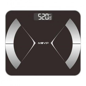 Muvip Body Muscle Bascula de Bain numérique Bluetooth - Écran LCD - Plateforme en Verre trempé - 10 mémoires - Poids Max.